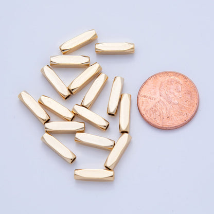 18K Gold Filled 3mm Edged Cylinder Tube Mini Bead Spacer Set by 10 Pieces | B741