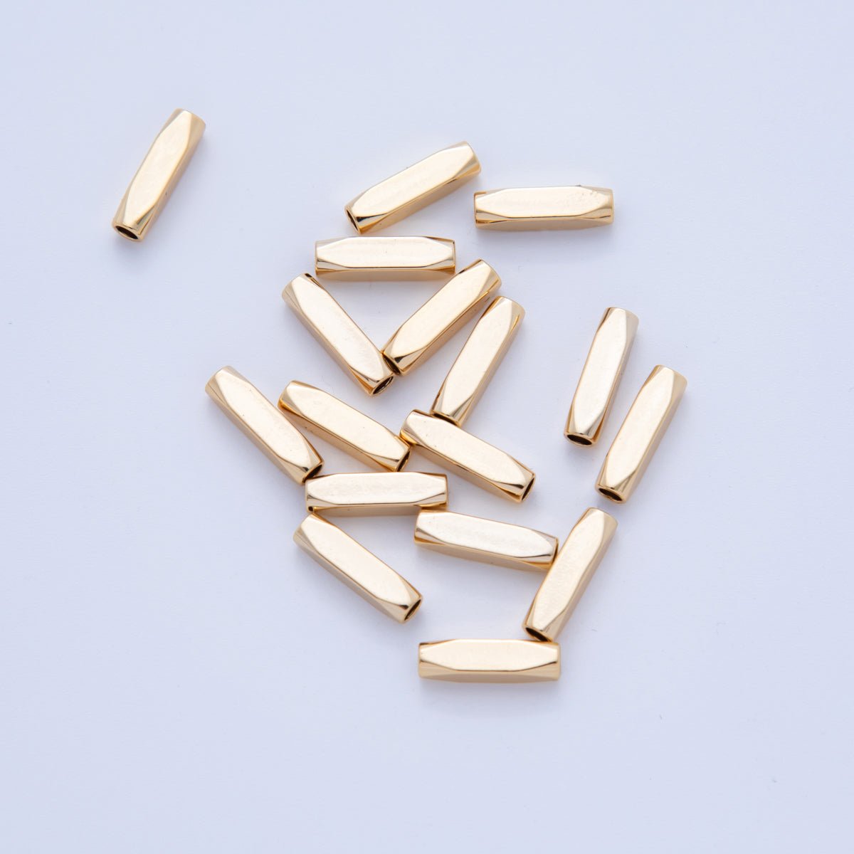 18K Gold Filled 3mm Edged Cylinder Tube Mini Bead Spacer Set by 10 Pieces | B741