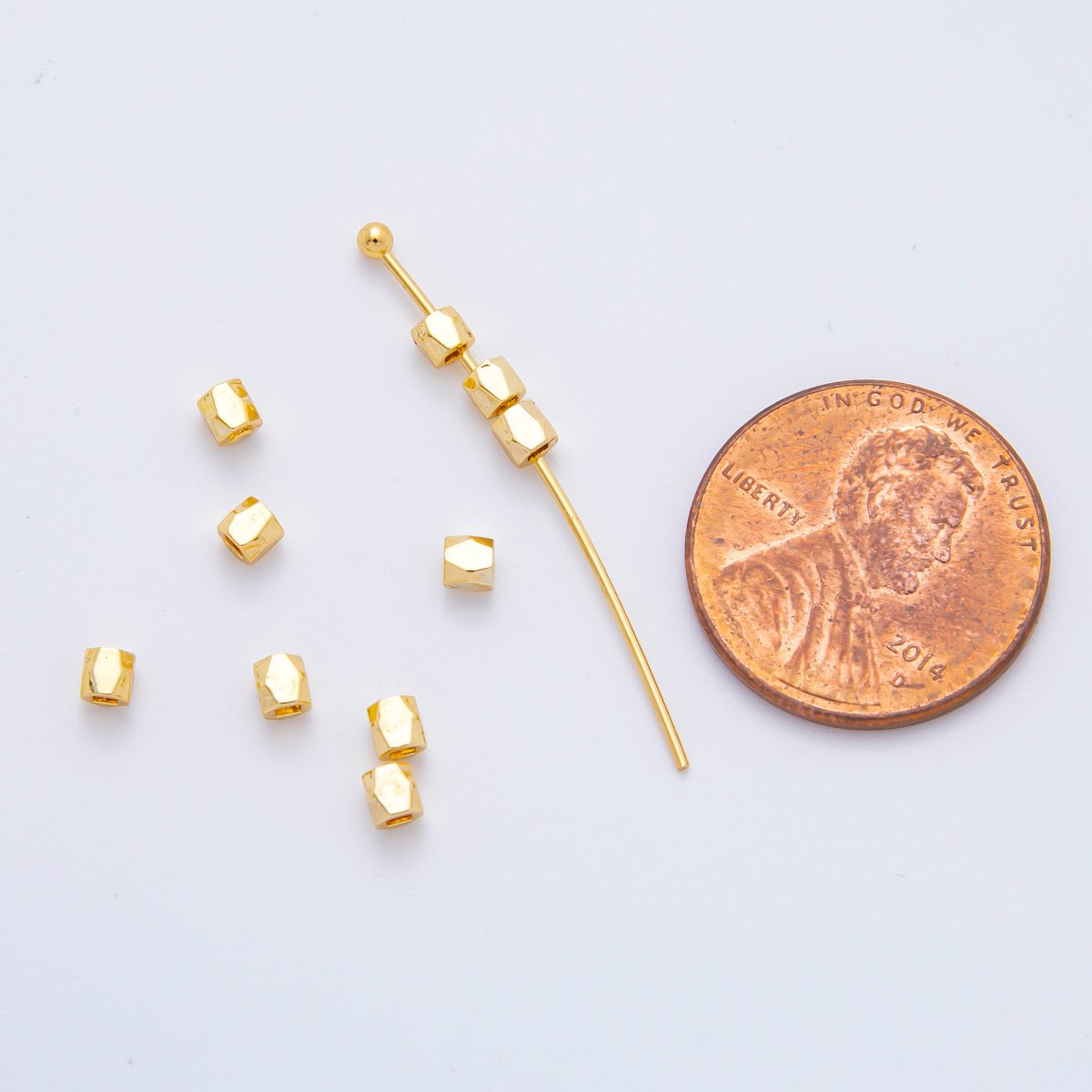 18K Gold Filled 3mm Faceted Tube Tiny Spacer Bead by 10 Pieces | AF1085