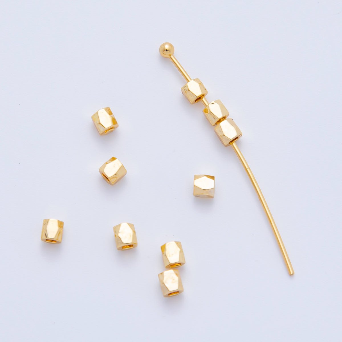 18K Gold Filled 3mm Faceted Tube Tiny Spacer Bead by 10 Pieces | AF1085