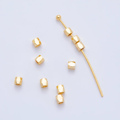 18K Gold Filled 3mm Faceted Tube Tiny Spacer Bead by 10 Pieces | AF1085