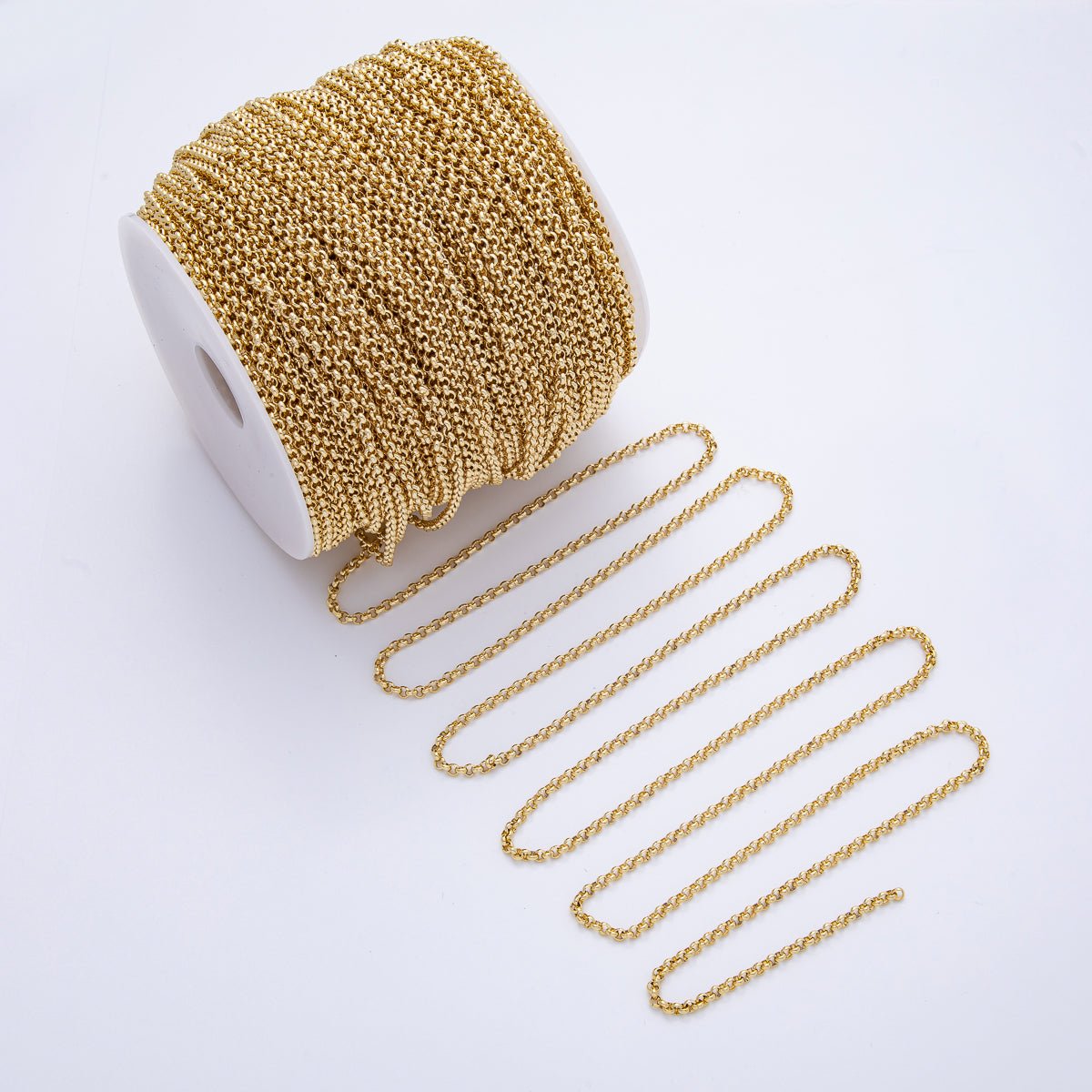 18K Gold Filled 3mm Minimalist Round Rolo Unfinished Chain by Yard | Roll-1806