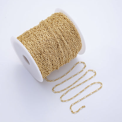 18K Gold Filled 3mm Paperclip Cable Unfinished Chain by Yard | Roll-1818