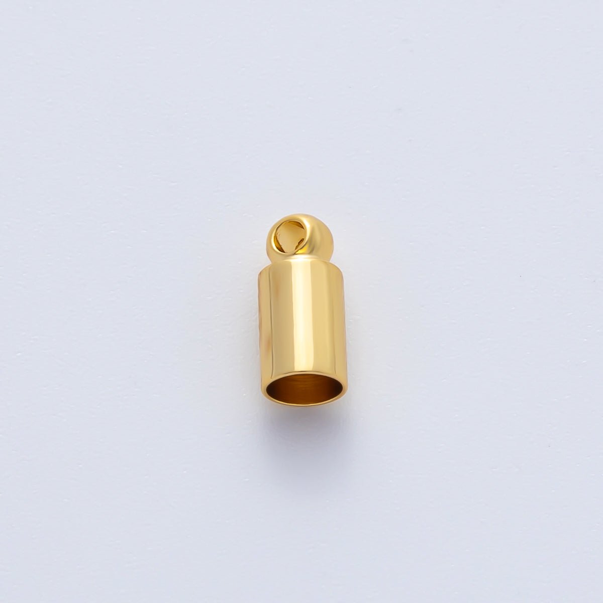 18K Gold Filled 3mm Thin Barrel Tube End Cap Loop Finding by 6 Pieces / Set | Z1440