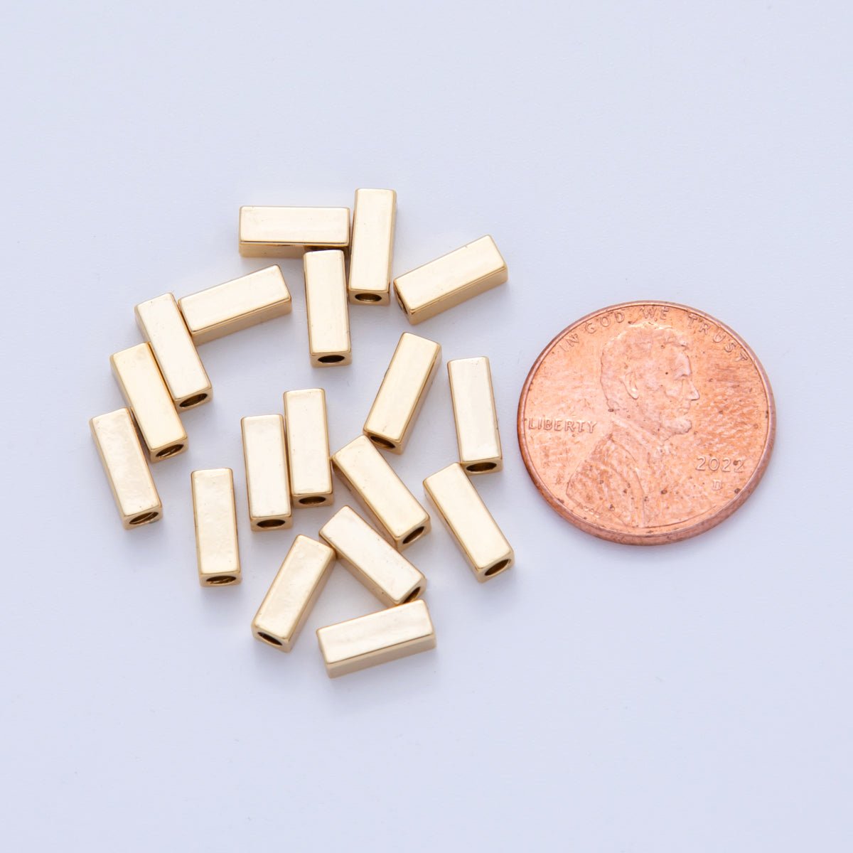 18K Gold Filled 3mm Thin Rectangular Bead Spacer Set by 10 Pieces | B792