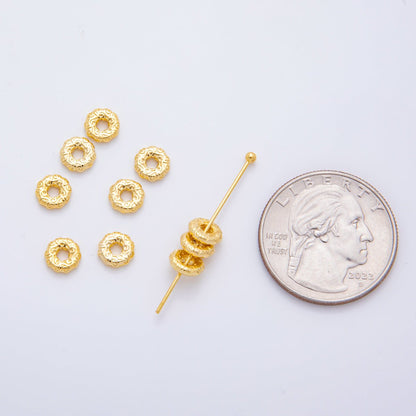 18K Gold Filled 3mm Tiny Textured Donut Tiny Disc Spacer Bead | AF-A1086
