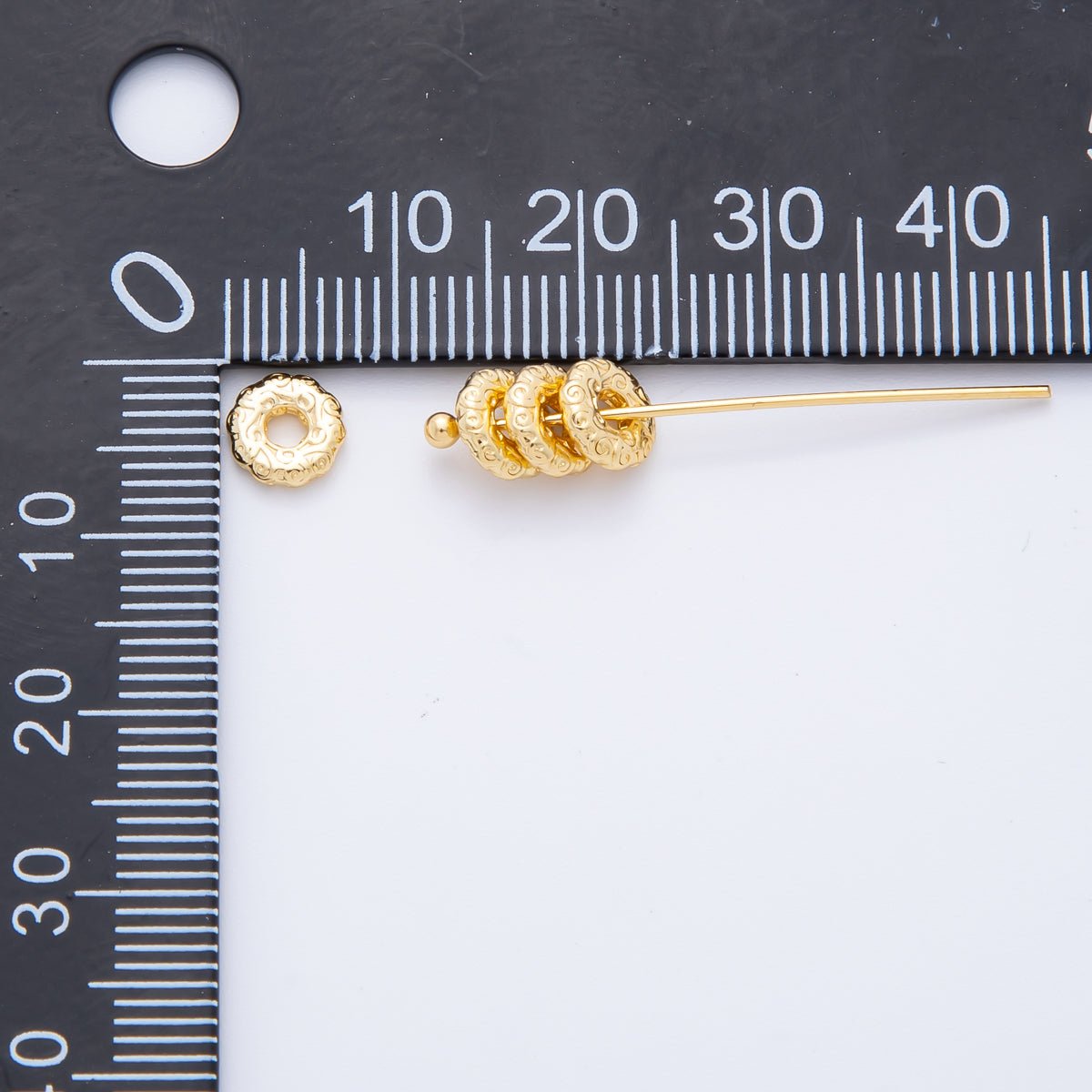 18K Gold Filled 3mm Tiny Textured Donut Tiny Disc Spacer Bead | AF-A1086