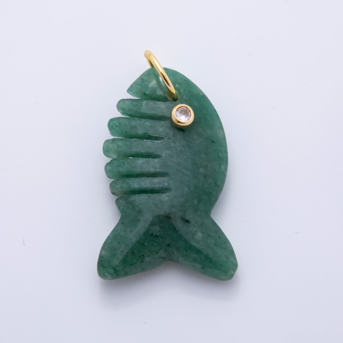 18K Gold Filled 40.5mm Tiger Stone, Obsidian, Quartz Fish Gill Gemstone Charm | AH884 - AH885