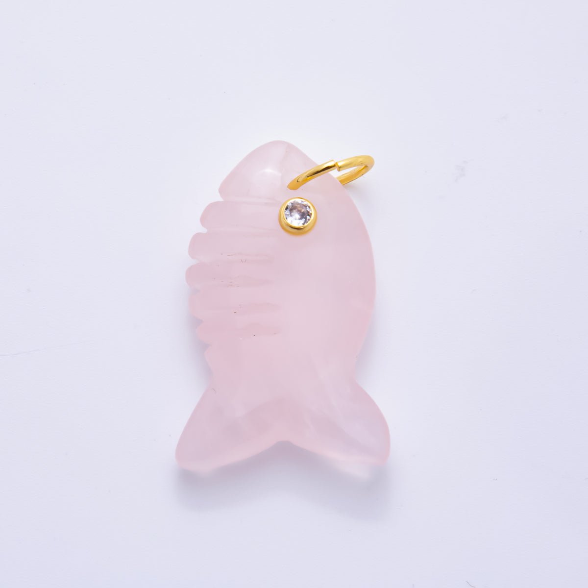 18K Gold Filled 40.5mm Tiger Stone, Obsidian, Quartz Fish Gill Gemstone Charm | AH884 - AH885