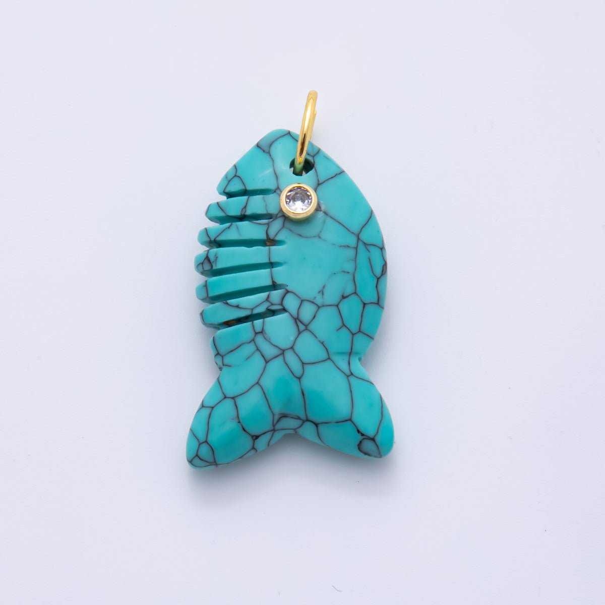 18K Gold Filled 40.5mm Tiger Stone, Obsidian, Quartz Fish Gill Gemstone Charm | AH884 - AH885