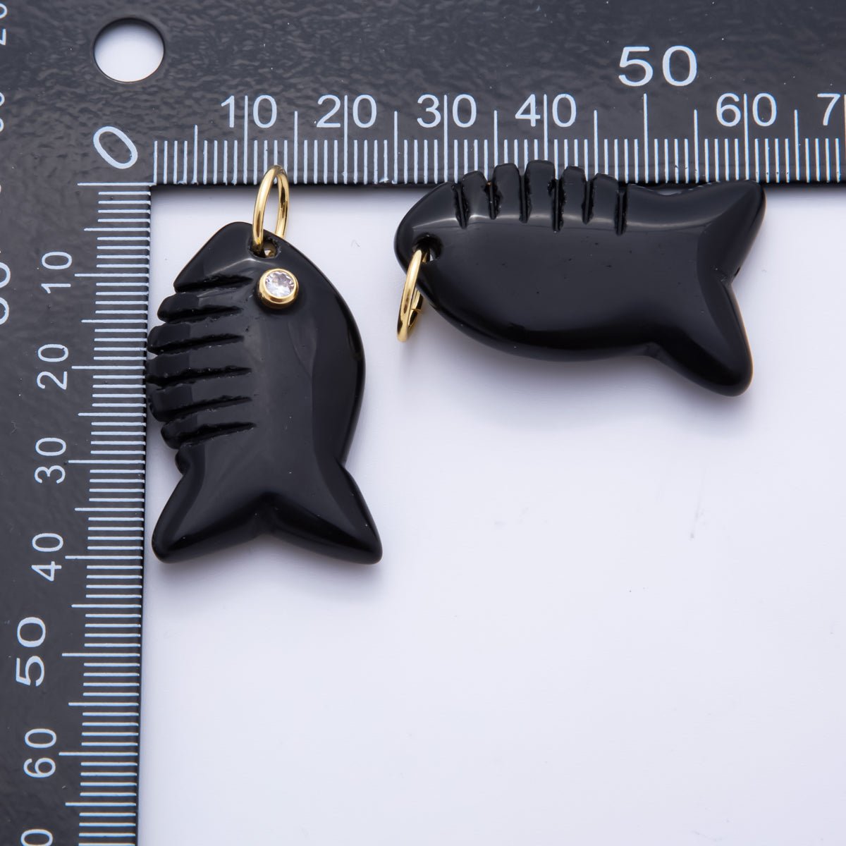 18K Gold Filled 40.5mm Tiger Stone, Obsidian, Quartz Fish Gill Gemstone Charm | AH884 - AH885