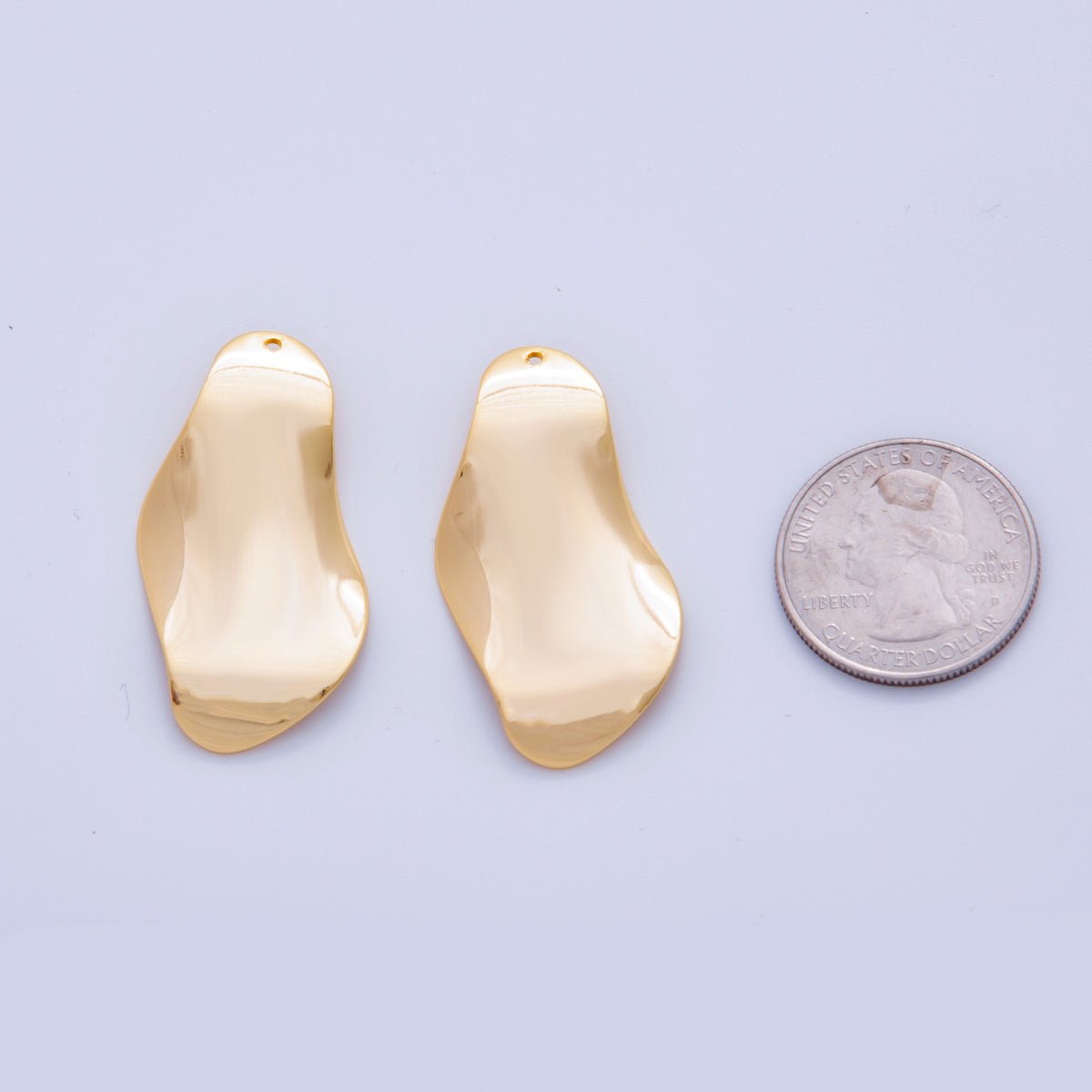 18K Gold Filled 40mm Geometric Wavy Foil Thin Charm Finding | Z1183