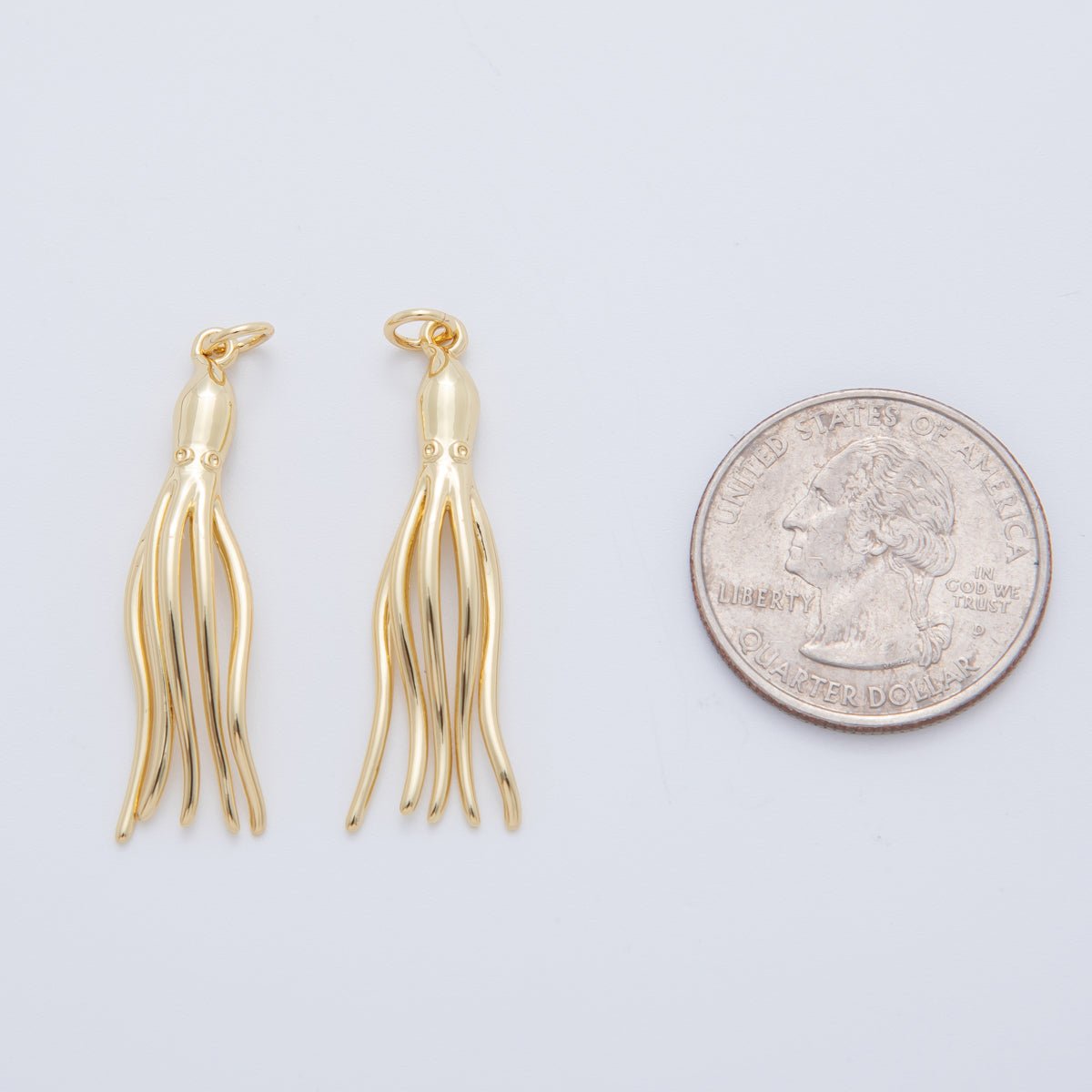 18K Gold Filled 40mm Octopus Squid Minimalist Charm | AF410