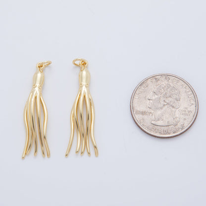 18K Gold Filled 40mm Octopus Squid Minimalist Charm | AF410
