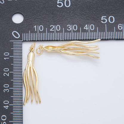 18K Gold Filled 40mm Octopus Squid Minimalist Charm | AF410