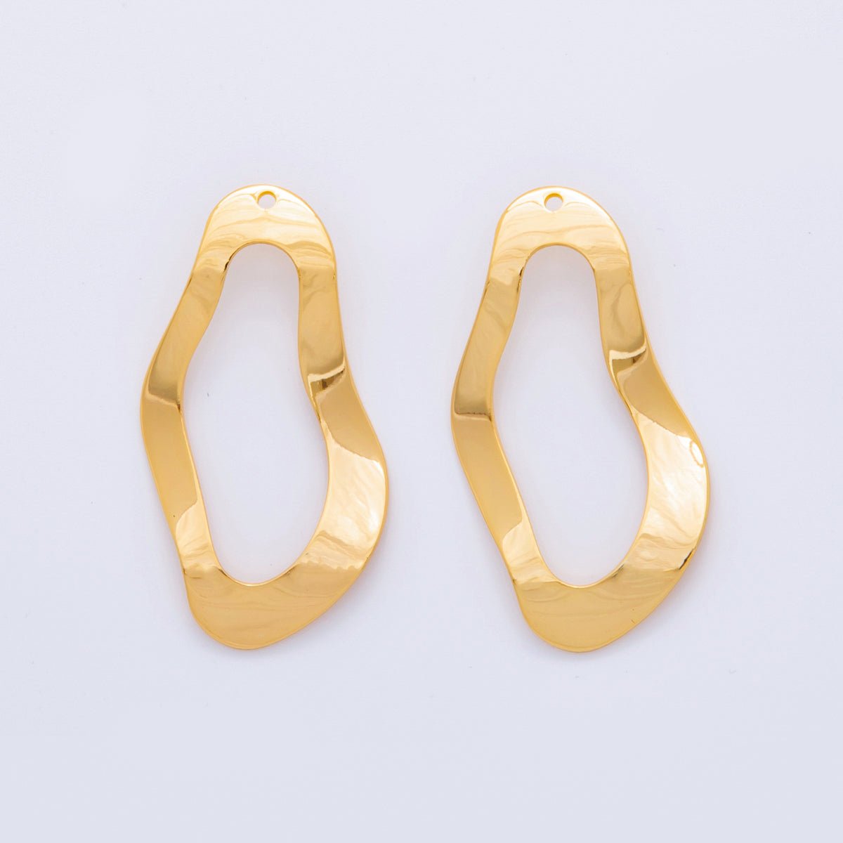 18K Gold Filled 41mm Hammered Donut Oval Wavy Thin Charm Finding | Z1179