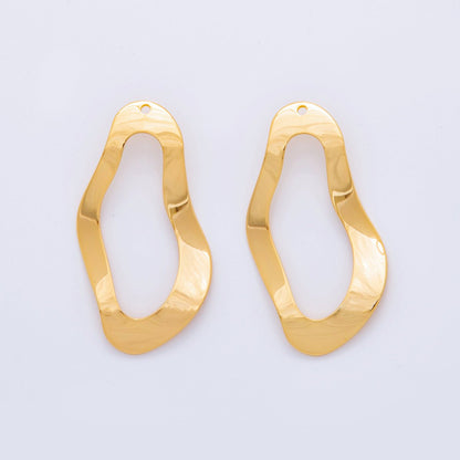 18K Gold Filled 41mm Hammered Donut Oval Wavy Thin Charm Finding | Z1179