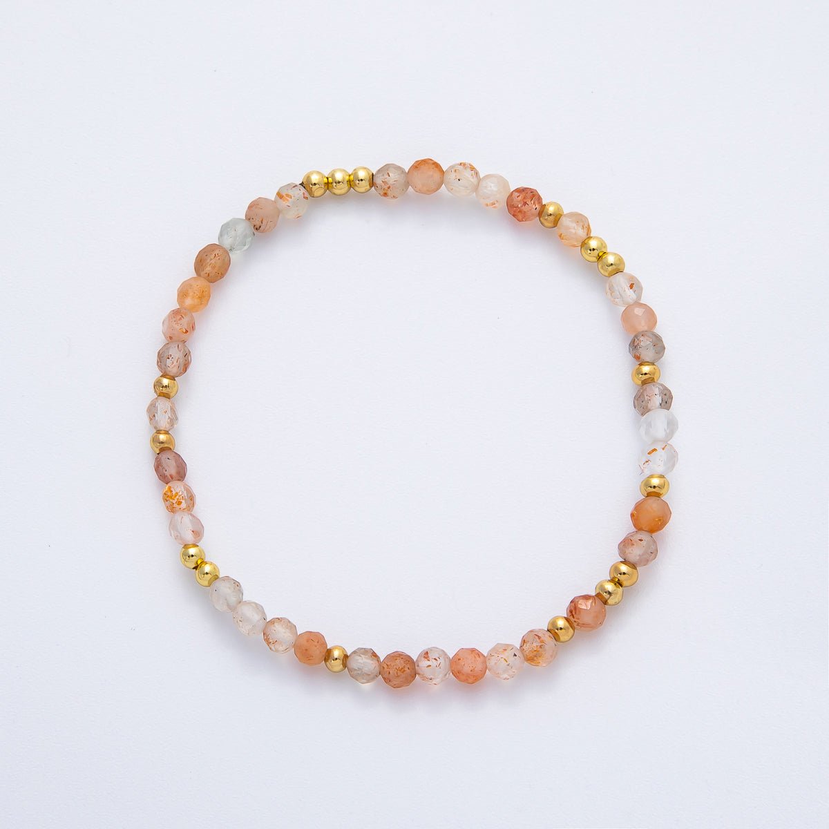 18K Gold Filled 4.1mm White, Fuchsia, Green Gemstone Handmade Beaded Bracelet | WA-3451 - WA-3457