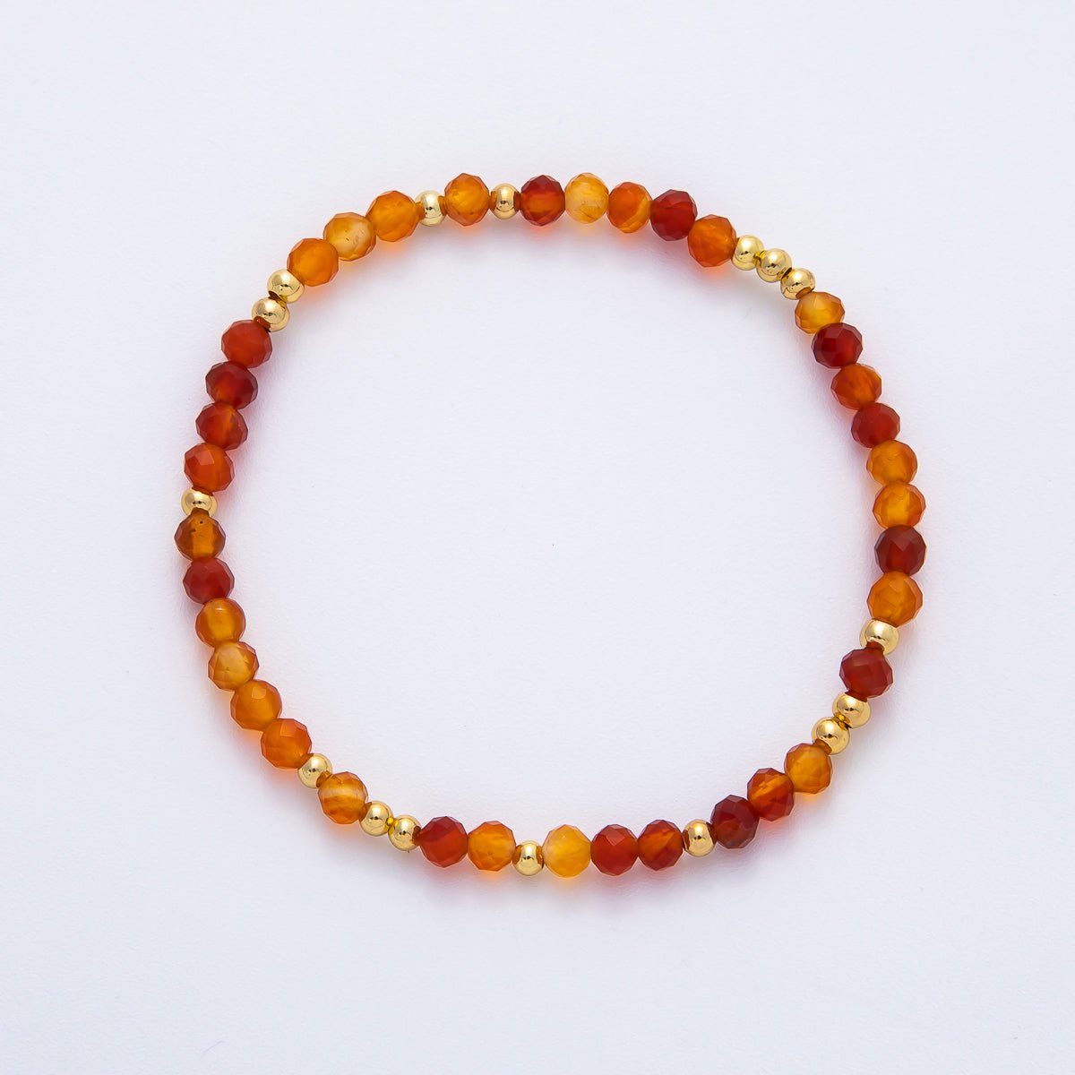 18K Gold Filled 4.1mm White, Fuchsia, Green Gemstone Handmade Beaded Bracelet | WA-3451 - WA-3457
