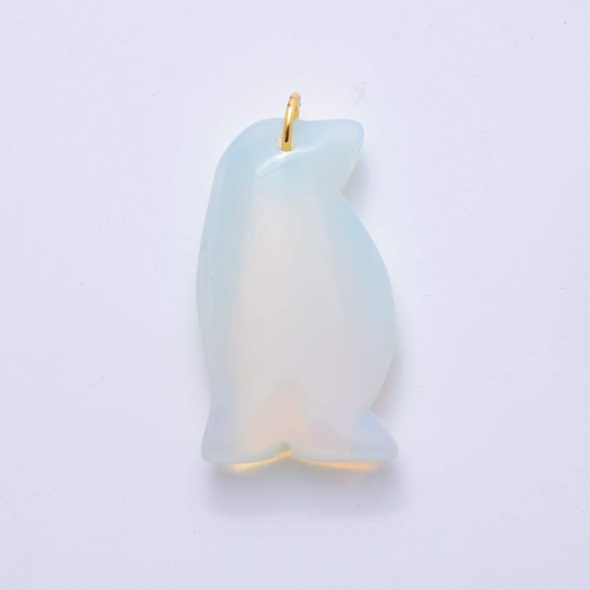 18K Gold Filled 42mm Opal, Ruffle, Watermelon Red Chubby Penguin Gemstone Charm | AH827 AH828