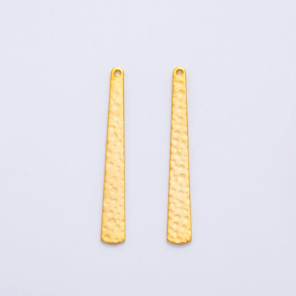 18K Gold Filled 43mm Dotted Hammered Bar Rectangular Thin Charm Finding | Z1176