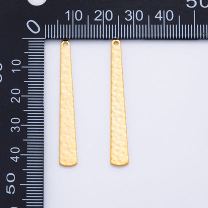 18K Gold Filled 43mm Dotted Hammered Bar Rectangular Thin Charm Finding | Z1176