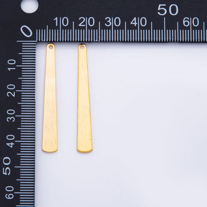 18K Gold Filled 43mm Lined Bar Rectangular Thin Charm Finding | Z1186