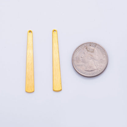 18K Gold Filled 43mm Lined Bar Rectangular Thin Charm Finding | Z1186