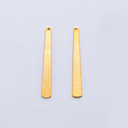 18K Gold Filled 43mm Lined Bar Rectangular Thin Charm Finding | Z1186