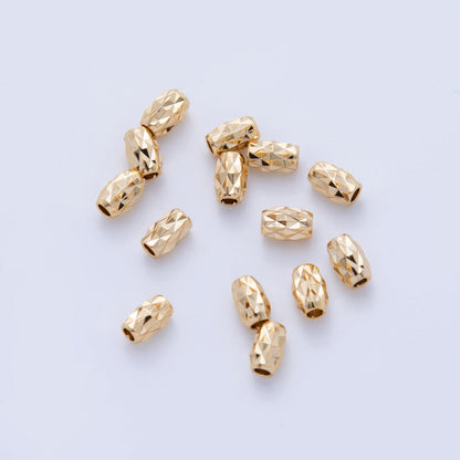 18K Gold Filled 4.5mm Multifaceted Cylinder Bead Spacer Set by 10 Pieces | B740