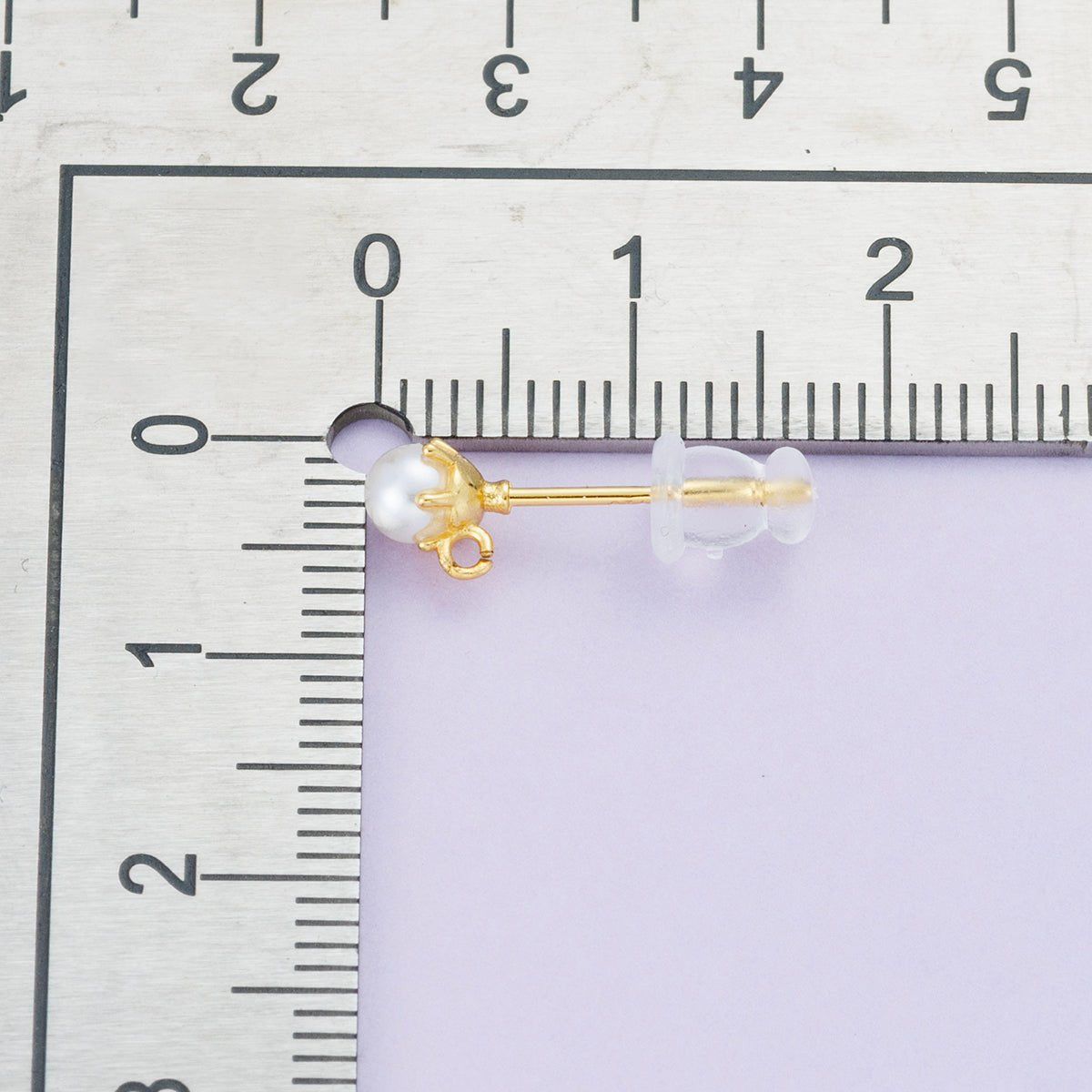 18K Gold Filled 4.5mm Shell Pearl Round Open Loop Drop Stud Earring | Findings-00102