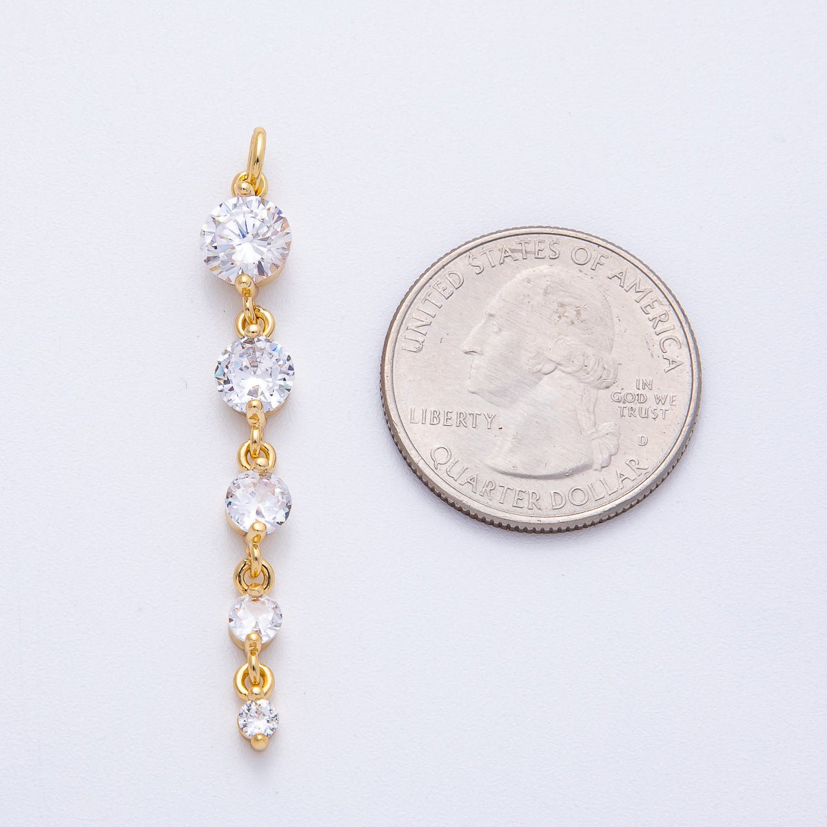 18K Gold Filled 46mm Clear Round CZ Gradient Connector | AK119