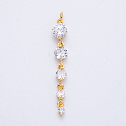 18K Gold Filled 46mm Clear Round CZ Gradient Connector | AK119