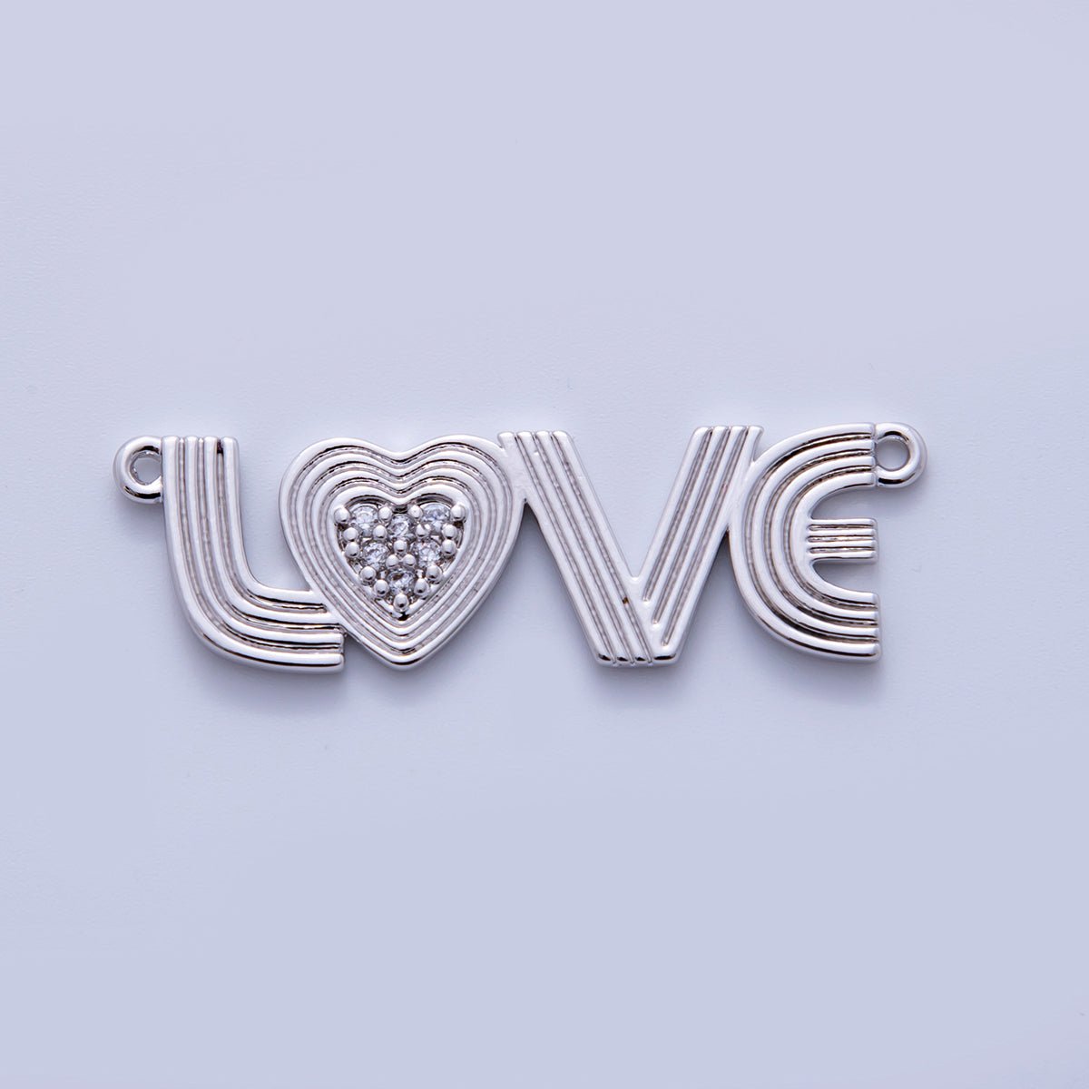 18K Gold Filled 46mm Micro Paved CZ Groovy Lined "LOVE" Connector in Gold &amp; Silver | Y031