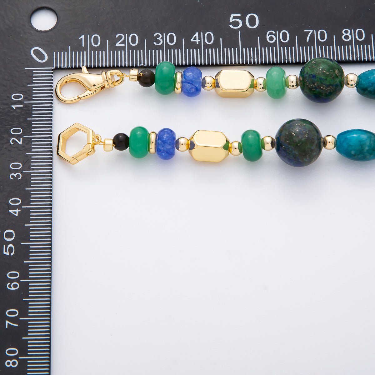 18K Gold Filled 4.6mm Multicolor Dyed Agate Gemstone Handcrafted 19 Inch Beaded Necklace | WA-3382
