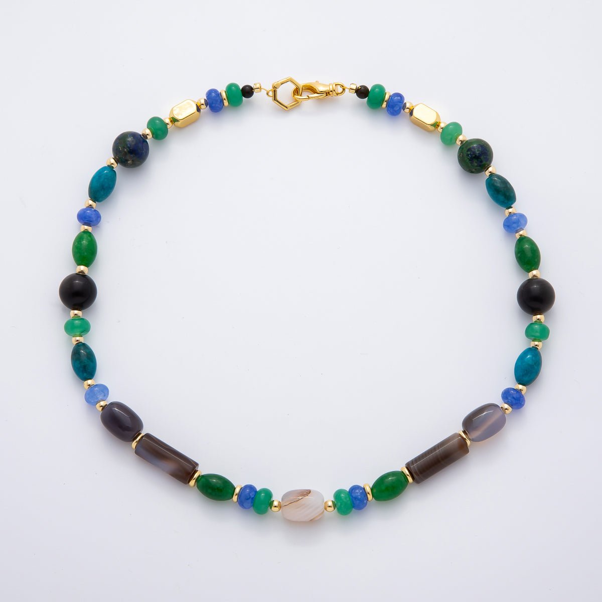 18K Gold Filled 4.6mm Multicolor Dyed Agate Gemstone Handcrafted 19 Inch Beaded Necklace | WA-3382
