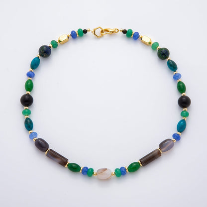18K Gold Filled 4.6mm Multicolor Dyed Agate Gemstone Handcrafted 19 Inch Beaded Necklace | WA-3382