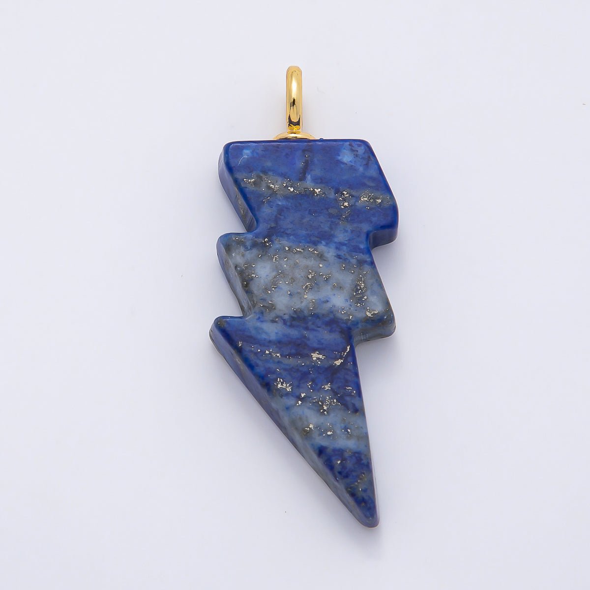 18K Gold Filled 47mm Lapis Lazuli, Amethyst, Agate Gemstone Lightning Bolt Thunder Pendant | Charms-01075 ~ Charms-01077