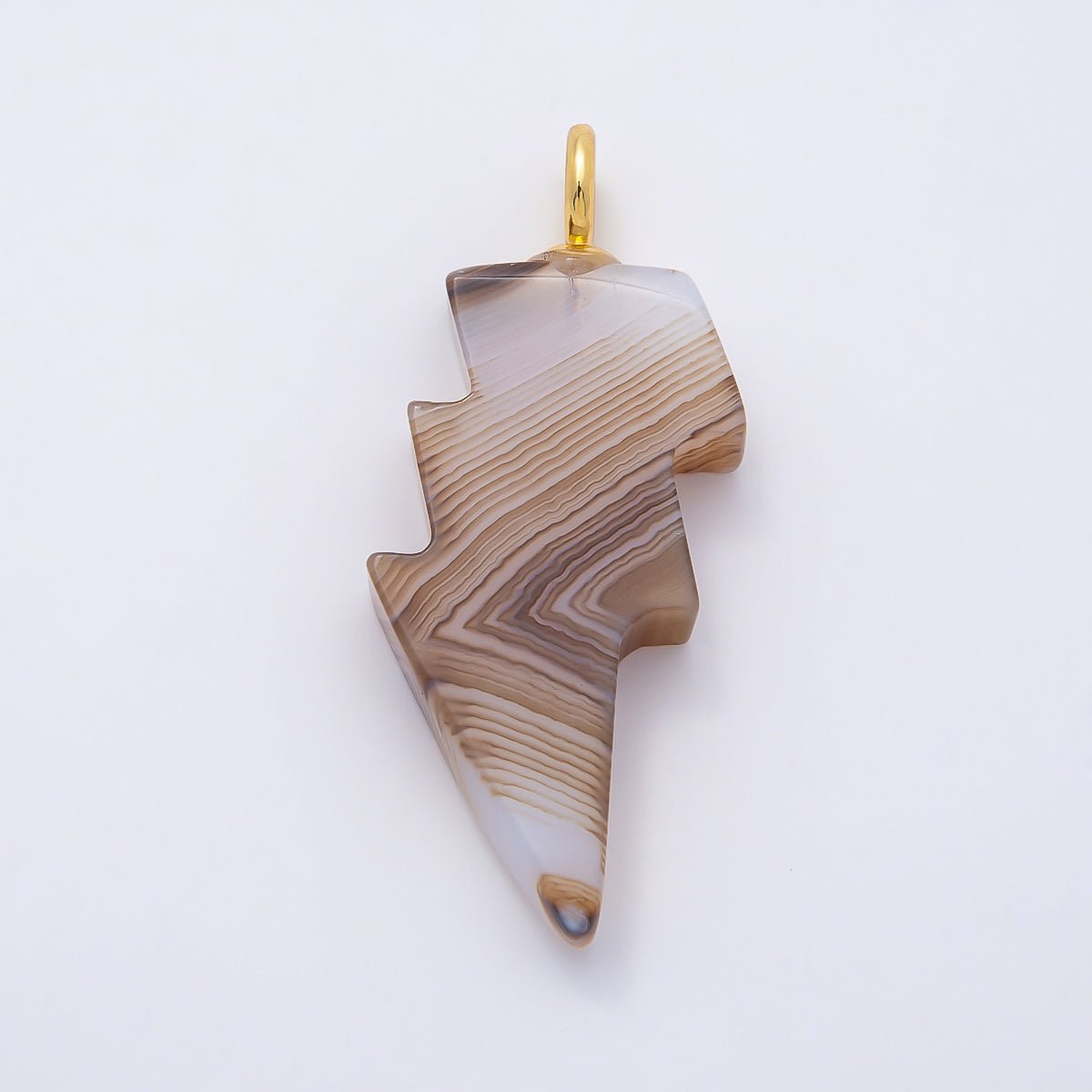 18K Gold Filled 47mm Lapis Lazuli, Amethyst, Agate Gemstone Lightning Bolt Thunder Pendant | Charms-01075 ~ Charms-01077