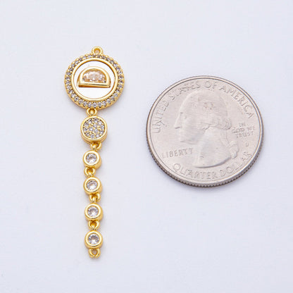 18K Gold Filled 47mm Shell Pearl Clear CZ Micro Paved Round Round Connector | Y172