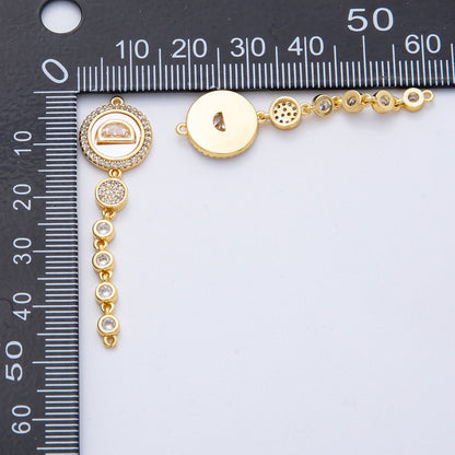 18K Gold Filled 47mm Shell Pearl Clear CZ Micro Paved Round Round Connector | Y172