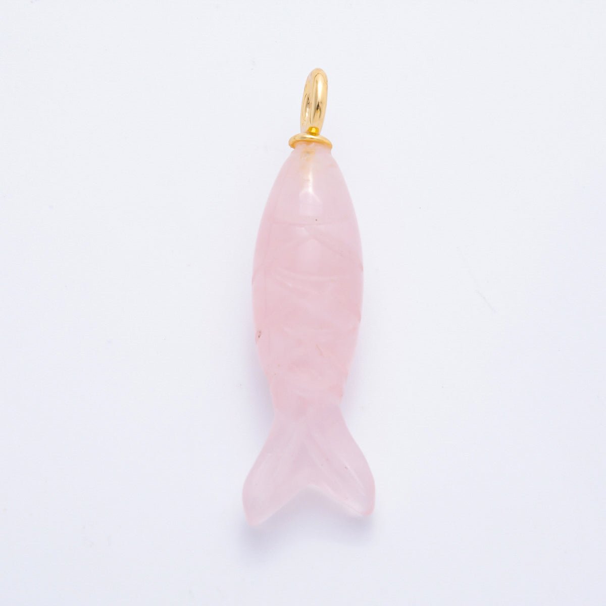 18K Gold Filled 48mm Quartz, Agate, &amp; Tiger Eye Gemstone Sardine Fish Charm | C919 C923 C932 E008