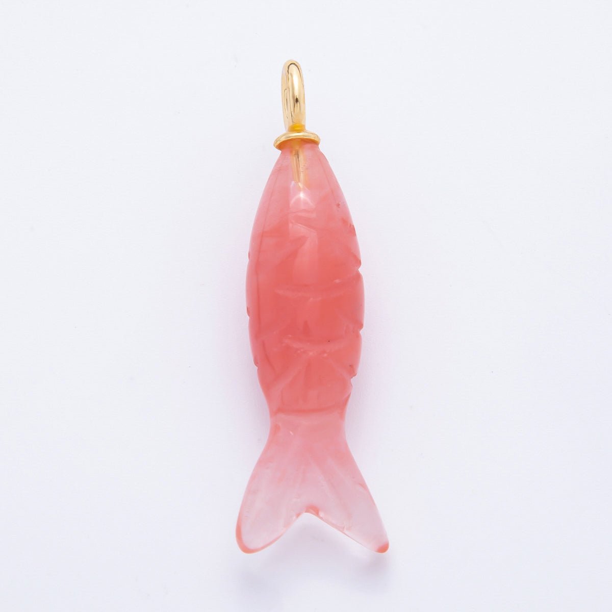 18K Gold Filled 48mm Quartz, Agate, &amp; Tiger Eye Gemstone Sardine Fish Charm | C919 C923 C932 E008