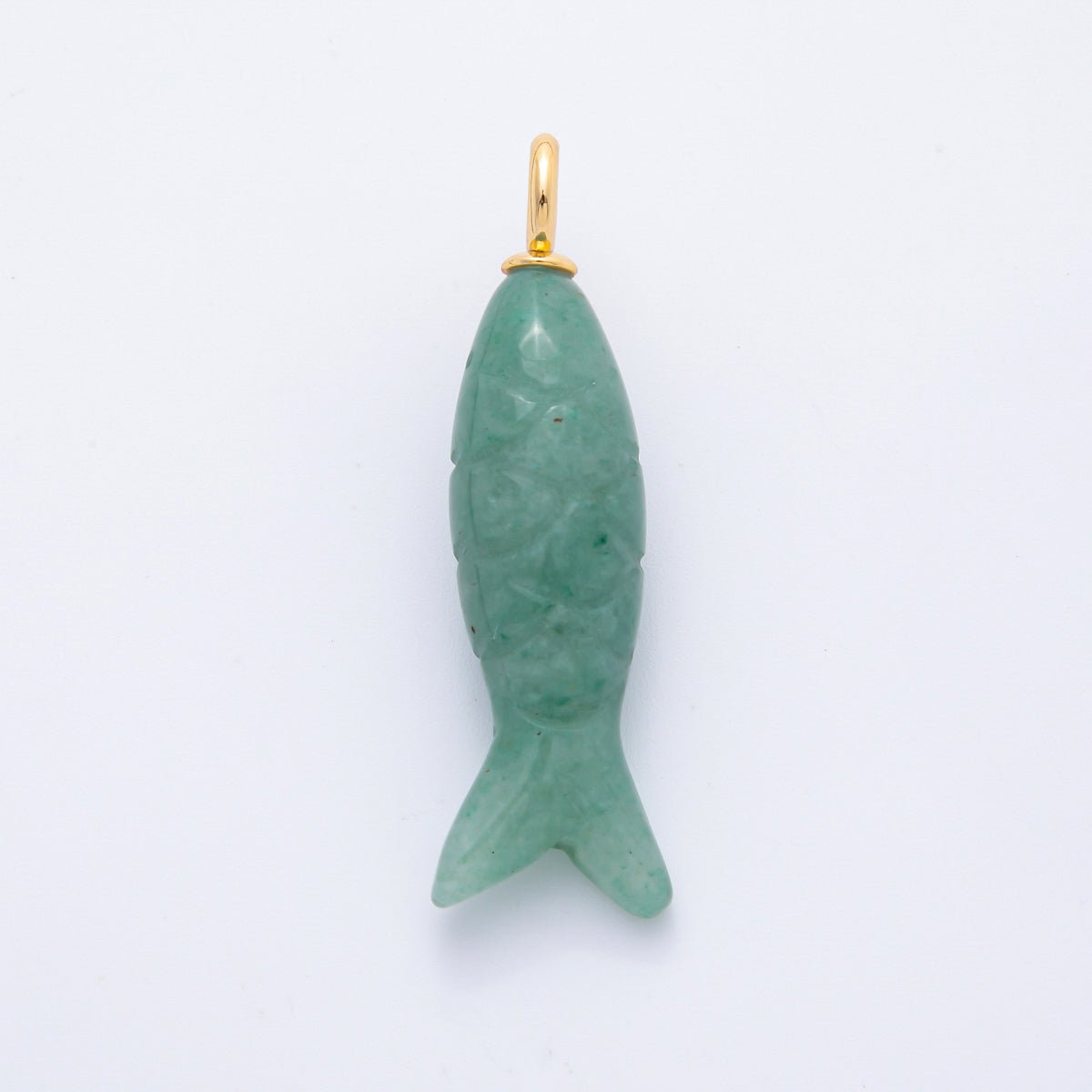 18K Gold Filled 48mm Quartz, Agate, &amp; Tiger Eye Gemstone Sardine Fish Charm | C919 C923 C932 E008
