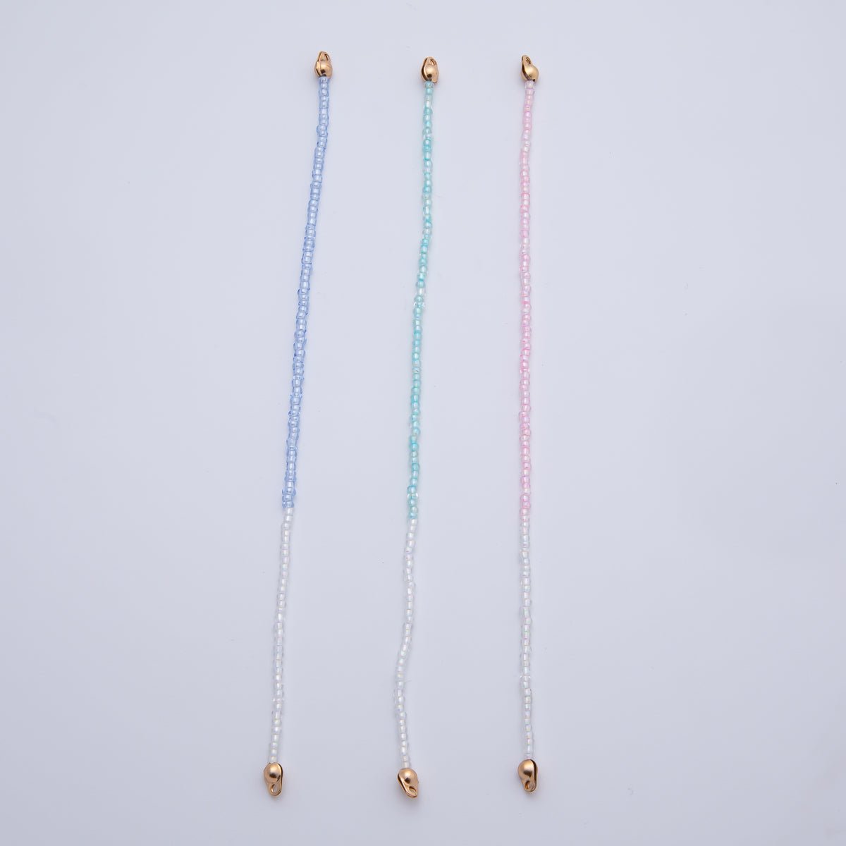 18K Gold Filled 4mm AB Pink, Blue, Teal White Gemstone Crimp Handmade Finding | Z1401 ~ Z1403