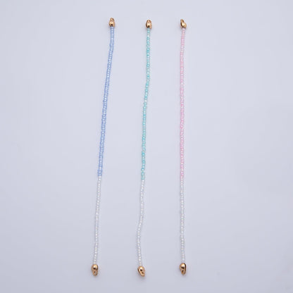 18K Gold Filled 4mm AB Pink, Blue, Teal White Gemstone Crimp Handmade Finding | Z1401 ~ Z1403