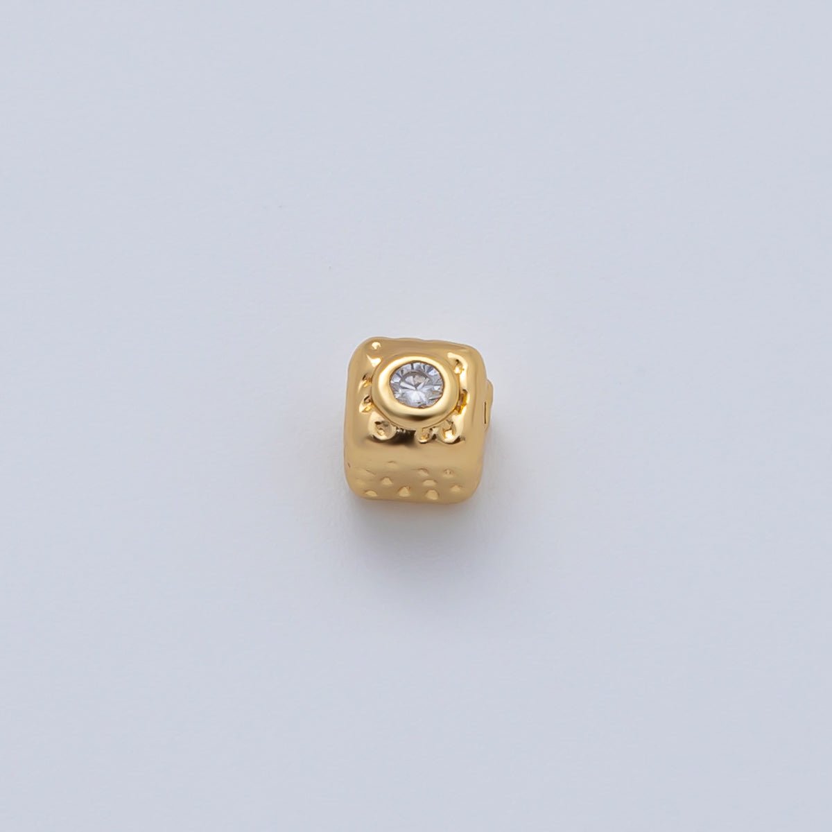 18K Gold Filled 4mm Clear, Fuchsia CZ Minimalist Cube Beads | B342