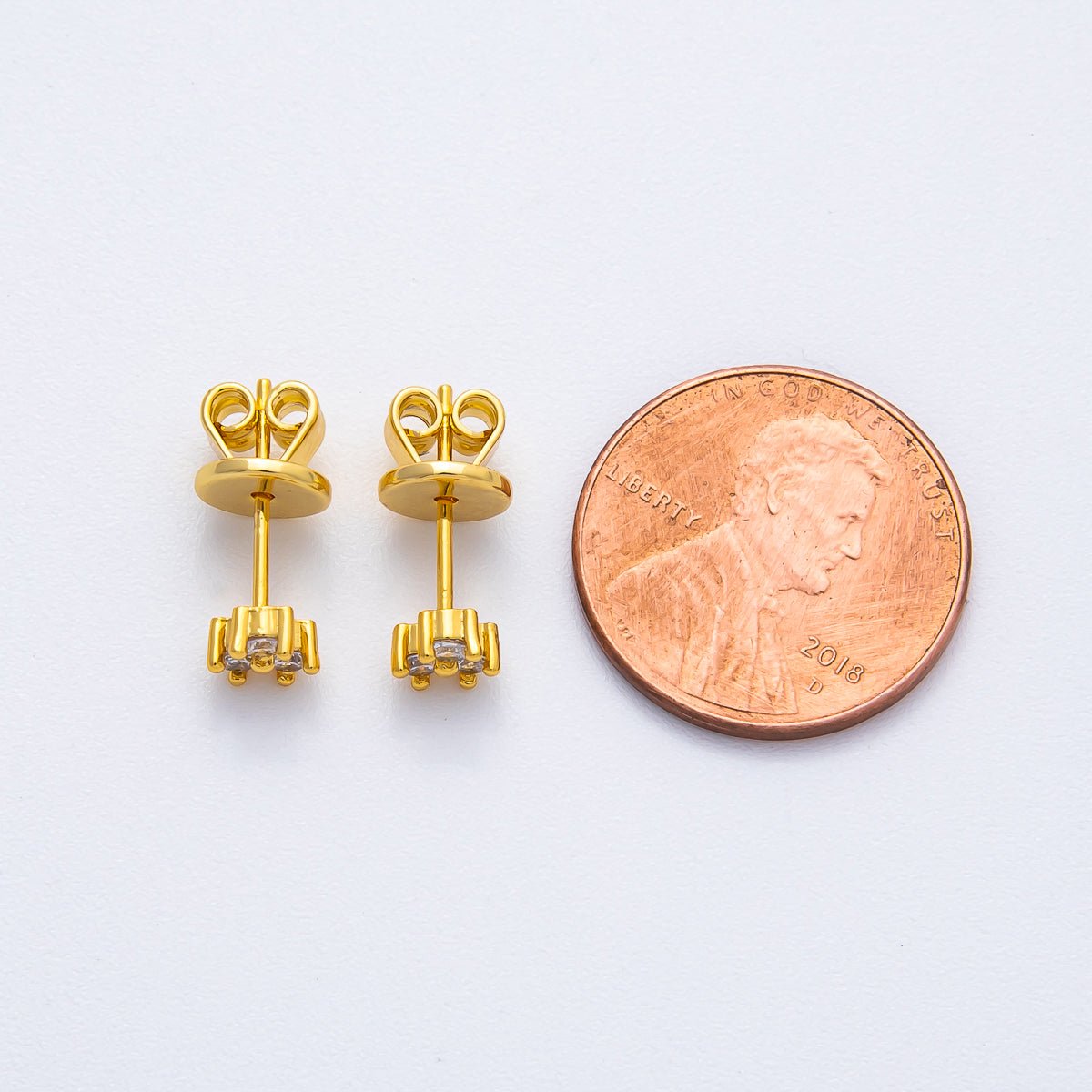 18K Gold Filled 4mm Micro Paved CZ Cluster Minimalist Dainty Stud Earrings | AD1564