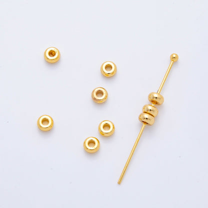 18K Gold Filled 4mm Minimalist Rondelle Spacer Bead Set | AF1089