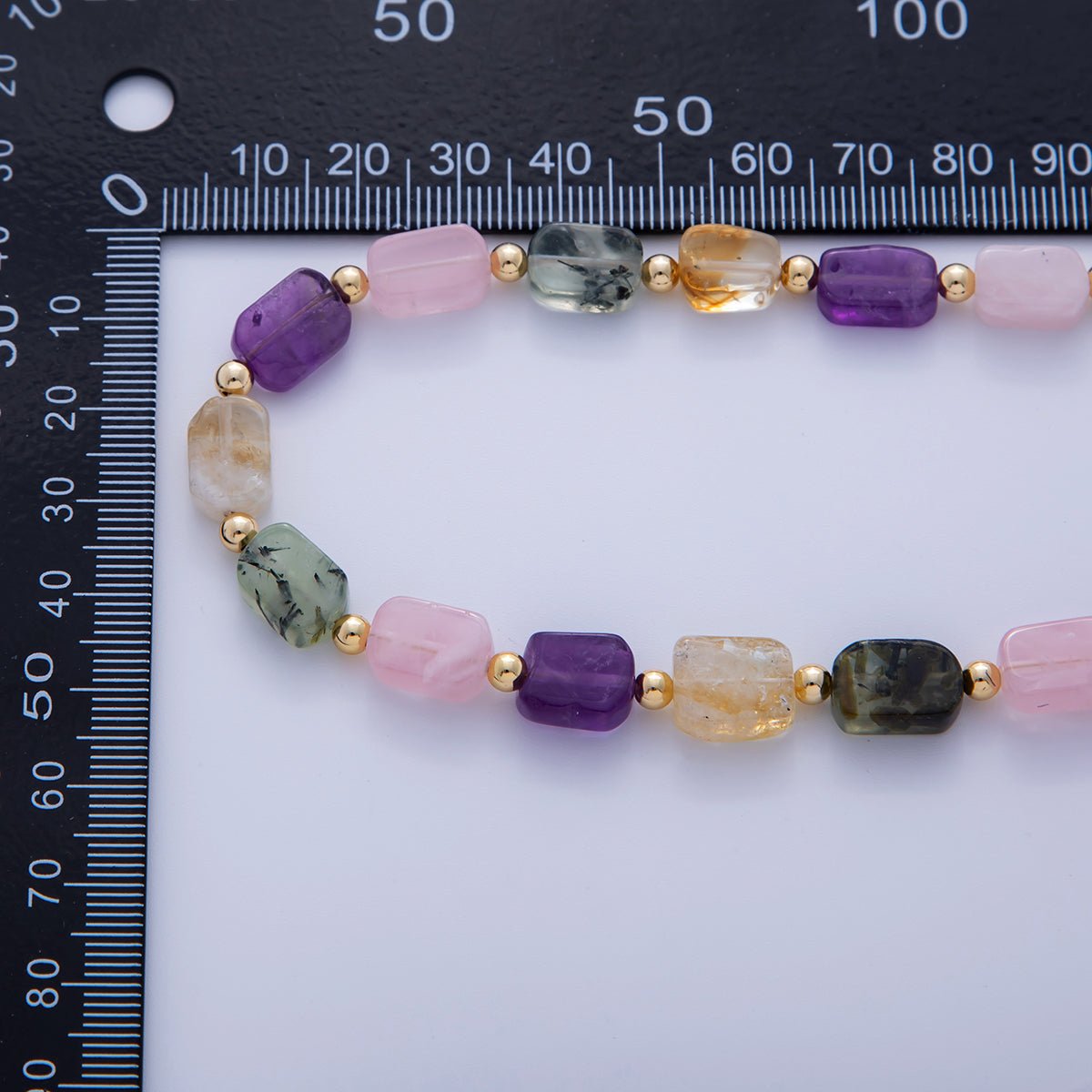 18K Gold Filled 4mm Mix Natural Gemstone Bead 17 Inch Handmade Necklace | WA-03176